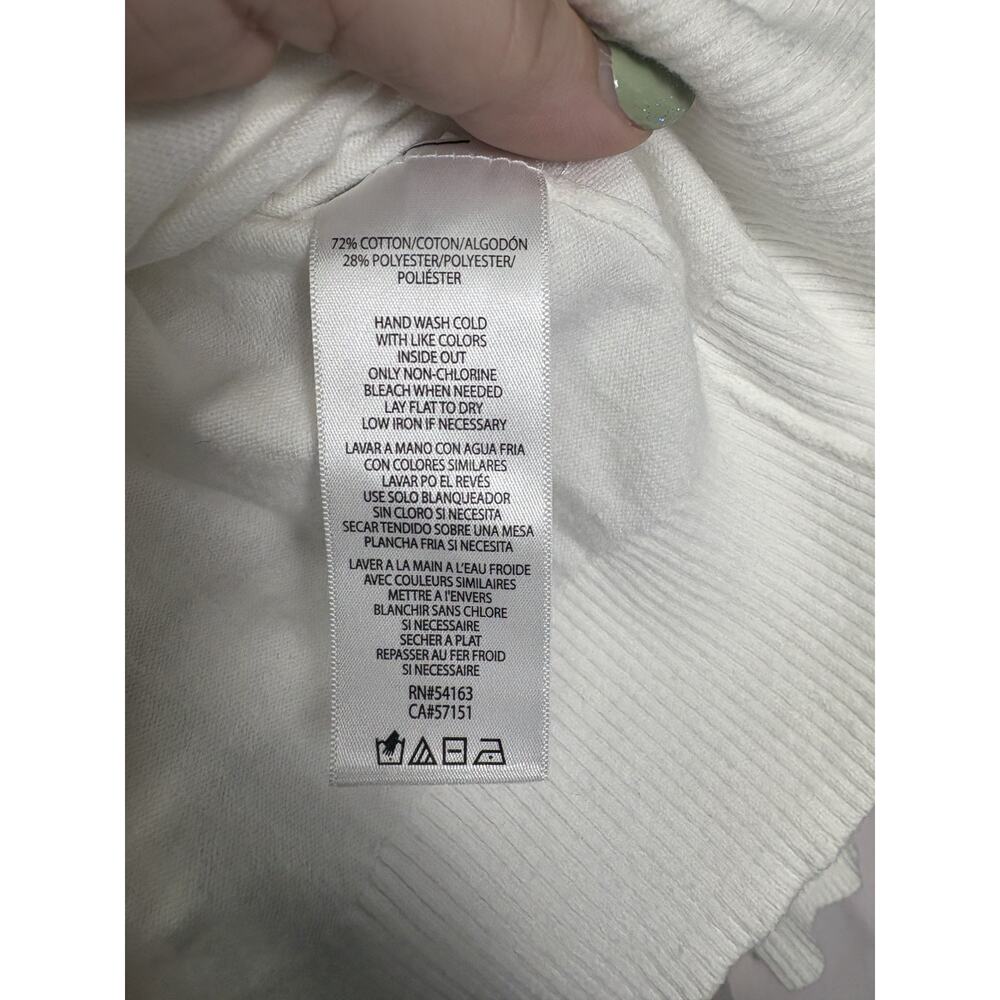 Calvin Klein‎ V-Neck Cropped Sweater White Medium Preppy - Picture 5 of 8